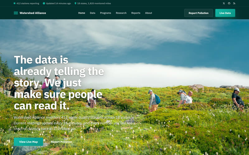 Atlas website design example, desktop view