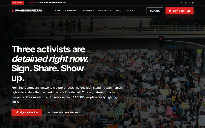 Advocacy website design example