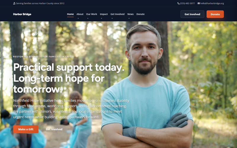 Nonprofit website design example