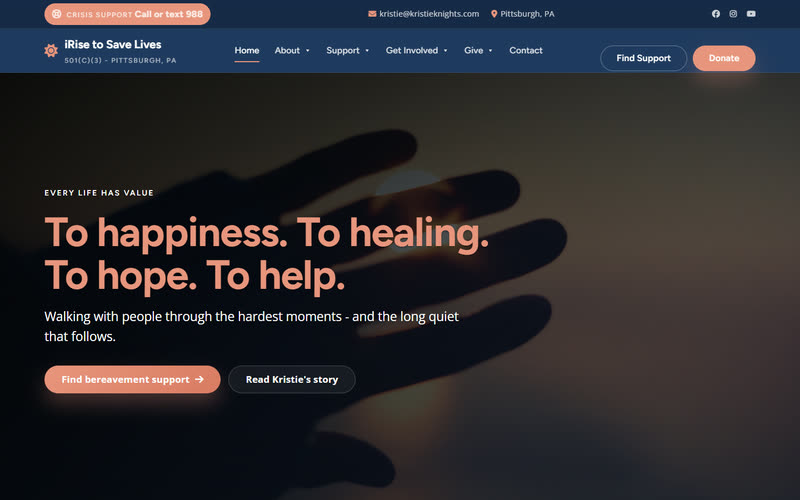 iRise website design example, desktop view